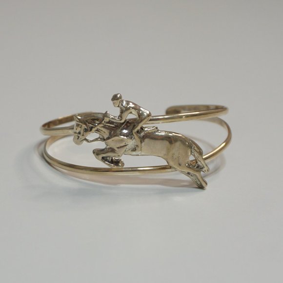 Source Unknown Jewelry - Sterling Silver Racehorse and Jockey Cuff Bracelet
